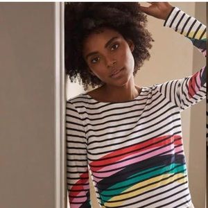 NWT Boden Long Sleeve Tee Rainbow Breton